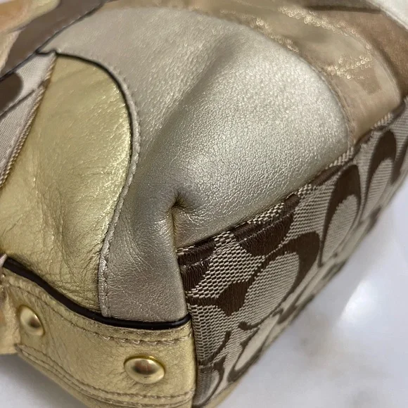 Coach Carly Gold Patchwork Shoulder Bag F14005 EUC - Picture 6 of 15